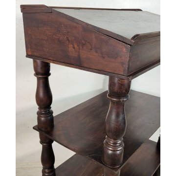 ANTICA ETAGERE scrittoio LEGGIO legno noce COLONNE TORNITE Luigi XVI epoca '800