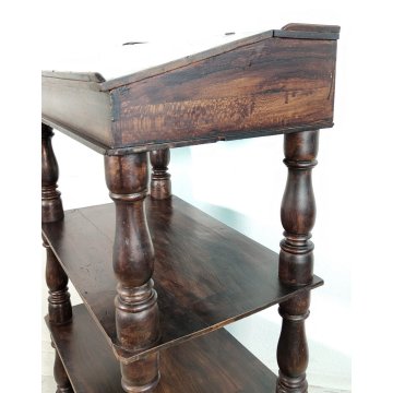 ANTICA ETAGERE scrittoio LEGGIO legno noce COLONNE TORNITE Luigi XVI epoca '800