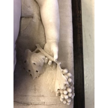 ANTICA SCULTURA MARMO BIANCO CARRARA BIMBO DORMIENTE SONNO BAMBINO ADDORMENTATO