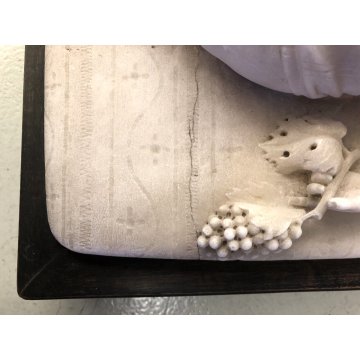 ANTICA SCULTURA MARMO BIANCO CARRARA BIMBO DORMIENTE SONNO BAMBINO ADDORMENTATO