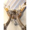COPPIA APPLIQUE PARETE VINTAGE SPECCHIO VENEZIANO VETRO MURANO CRISTALLO Difetti
