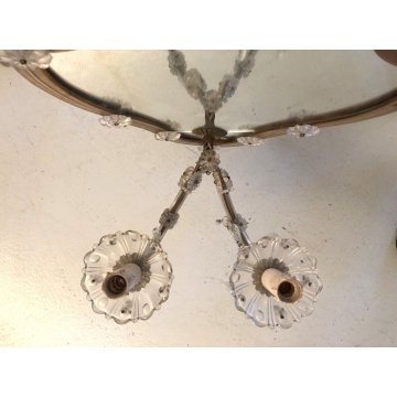 COPPIA APPLIQUE PARETE VINTAGE SPECCHIO VENEZIANO VETRO MURANO CRISTALLO Difetti