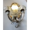 COPPIA APPLIQUE PARETE VINTAGE SPECCHIO VENEZIANO VETRO MURANO CRISTALLO Difetti
