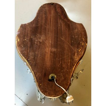 COPPIA APPLIQUE PARETE VINTAGE SPECCHIO VENEZIANO VETRO MURANO CRISTALLO Difetti