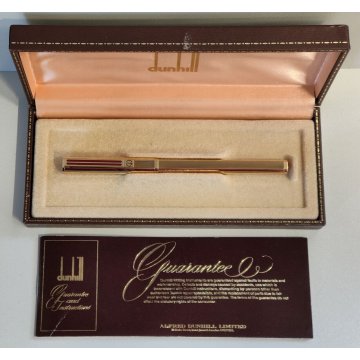 DUNHILL Gemline LACCA BORDEAUX penna sfera DORATA VINTAGE BALLPOINT PEN BOX