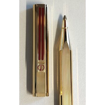 DUNHILL Gemline LACCA BORDEAUX penna sfera DORATA VINTAGE BALLPOINT PEN BOX