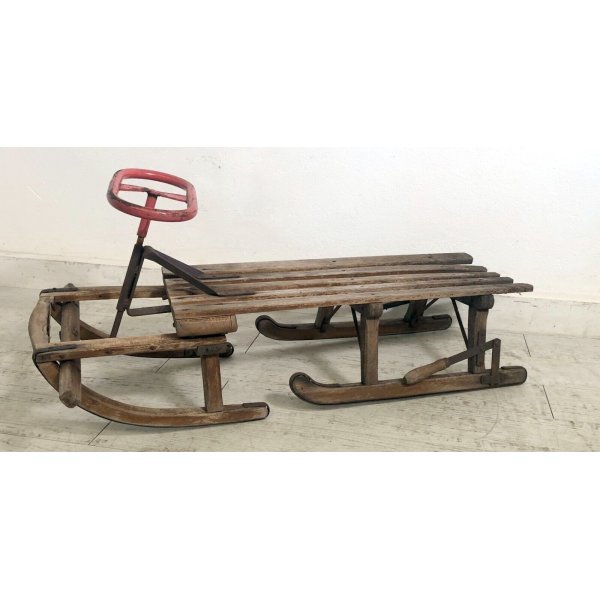 Slitta Pieghevole In Faggio Massello Erst-Holz – Con Schienale E Sacco Coprigambe Blu (Portata 90kg)