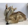 ANTICA GRANDE SCULTURA BAMBI CERBIATTI BAMBY CERAMICA Ugo Zaccagnini CERVO OLD