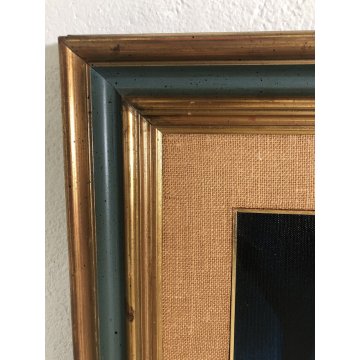 GRANDE QUADRO OLIO Eliano Fantuzzi SCENA NOTTURNO METROPOLITANO FIGURE LAMPIONI