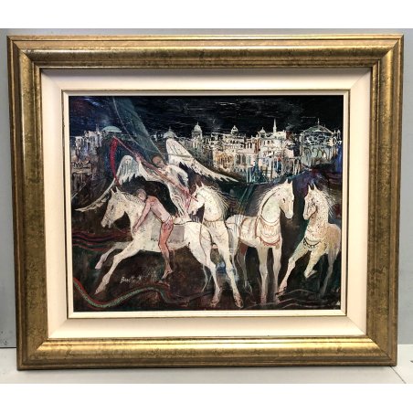 QUADRO DIPINTO OLIO Paolo Bonetto "Verso un nuovo millenio" PAESAGGIO ASTRATTO