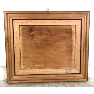 ANTICO QUADRO OLIO Francesco Vertice PAESAGGIO MONTANO PRIMAVERA BAITE ALPI '800
