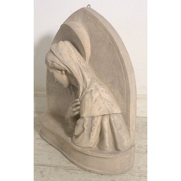 GRANDE SCULTURA TERRACOTTA MADONNA AVE MARIA PLACCA BASSORILIEVO 30 KG  1900 OLD