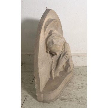 GRANDE SCULTURA TERRACOTTA MADONNA AVE MARIA PLACCA BASSORILIEVO 30 KG  1900 OLD