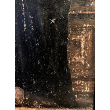 ANTICO QUADRO DIPINTO OLIO RITRATTO FIGURA GIOVANE DONNA CONTADINA OLANDESE '800