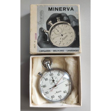 Minerva ANTICO CRONOMETRO OROLOGIO TASCA cronografo OLD STOP WATCH epoca ANNI 60