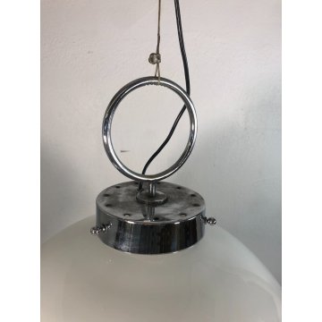 LAMPADARIO VINTAGE SOSPENSIONE VETRO OPALINO GLASS HANGING LAMP DESIGN ANNI '70