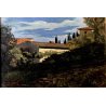 ANTICO QUADRO DIPINTO PAESAGGIO CAMPAGNA CASALI TOSCANA FIRMATO MACCHIAIOLO '900