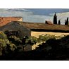 ANTICO QUADRO DIPINTO PAESAGGIO CAMPAGNA CASALI TOSCANA FIRMATO MACCHIAIOLO '900