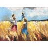 GRANDE QUADRO OLIO TELA Mario Berrino RITRATTO CONTADINI RACCOLTO CAMPO DI GRANO