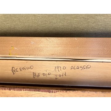 GRANDE QUADRO OLIO TELA Mario Berrino RITRATTO CONTADINI RACCOLTO CAMPO DI GRANO