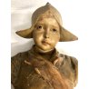 ANTICA SCULTURA GESSO MEZZOBUSTO BIMBA OLANDESINA STATUA ART DECO FIRMATA '900