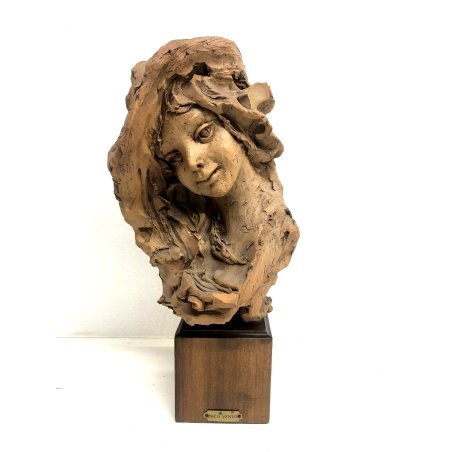 ANTICA SCULTURA TERRACOTTA Nico Venzo FIGURA GIOVANE DONNA ROMANTICISMO '900
