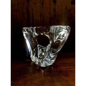 PORTACANDELE VINTAGE CRISTALLO DESIGN Daum France DUE LUMI  12,5 cm/h ANNI 60/70
