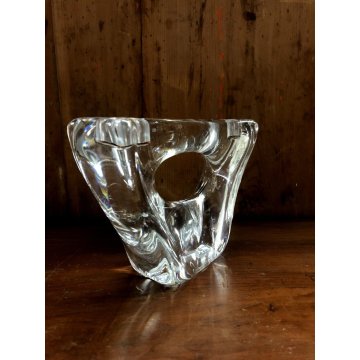 PORTACANDELE VINTAGE CRISTALLO DESIGN Daum France DUE LUMI  12,5 cm/h ANNI 60/70