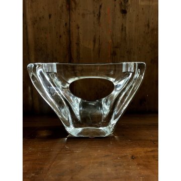 PORTACANDELE VINTAGE CRISTALLO DESIGN Daum France DUE LUMI  12,5 cm/h ANNI 60/70