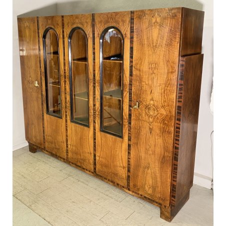 ARMADIO VETRINA ART DECO ANNI 30 LEGNO NOCE RADICA BIGLIA MOBILI CANTU DISPENSA