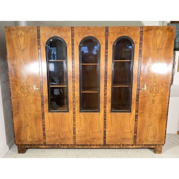 ARMADIO VETRINA ART DECO ANNI 30 LEGNO NOCE RADICA BIGLIA MOBILI CANTU DISPENSA