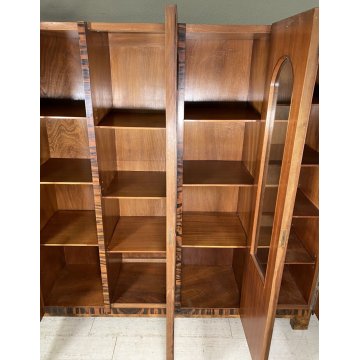 ARMADIO VETRINA ART DECO ANNI 30 LEGNO NOCE RADICA BIGLIA MOBILI CANTU DISPENSA