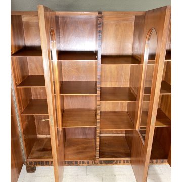 ARMADIO VETRINA ART DECO ANNI 30 LEGNO NOCE RADICA BIGLIA MOBILI CANTU DISPENSA