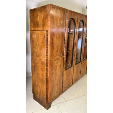 ARMADIO VETRINA ART DECO ANNI 30 LEGNO NOCE RADICA BIGLIA MOBILI CANTU DISPENSA