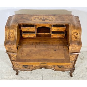 ANTICO MOBILE RIBALTA SCRITTOIO INTARSIATO LEGNO PRIMI 1900 SECRETAIRE LASTRONAT