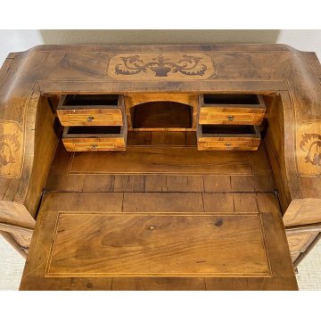 ANTICO MOBILE RIBALTA SCRITTOIO INTARSIATO LEGNO PRIMI 1900 SECRETAIRE LASTRONAT