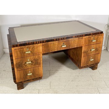 SCRIVANIA MOBILI CANTU SCRITTOIO ART DECO ANNI 30/40 LEGNO NOCE RADICA BIGLIA