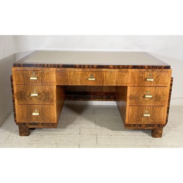 SCRIVANIA MOBILI CANTU SCRITTOIO ART DECO ANNI 30/40 LEGNO NOCE RADICA BIGLIA