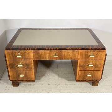 SCRIVANIA MOBILI CANTU SCRITTOIO ART DECO ANNI 30/40 LEGNO NOCE RADICA BIGLIA