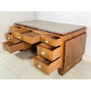 SCRIVANIA MOBILI CANTU SCRITTOIO ART DECO ANNI 30/40 LEGNO NOCE RADICA BIGLIA