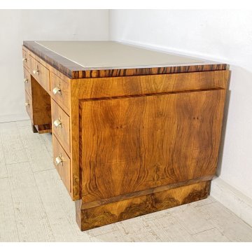 SCRIVANIA MOBILI CANTU SCRITTOIO ART DECO ANNI 30/40 LEGNO NOCE RADICA BIGLIA