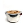 BOWL CONTENITORE ACCIAIO THERMOS COPERCHIO LEGNO Rst DESIGN Roberto Sambonet '70