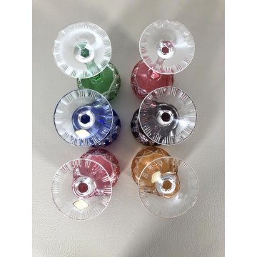 SET 6 CALICI BICCHIERI CRISTALLO VINTAGE CUT TO CLEAR MULTICOLORE GERMANY '50