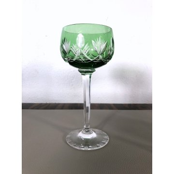 SET 6 CALICI BICCHIERI CRISTALLO VINTAGE CUT TO CLEAR MULTICOLORE GERMANY '50