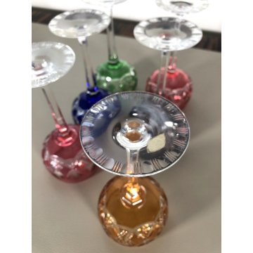 SET 6 CALICI BICCHIERI CRISTALLO VINTAGE CUT TO CLEAR MULTICOLORE GERMANY '50