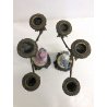 COPPIA CANDELABRO FIGURA PORCELLANA STATUINA VINTAGE DAMA CAVALIERE 3 LUMI '900