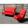 SALOTTO DIVANO POLTRONA DESIGN VINTAGE ANNI 60 STOFFA LEGNO SOFA ARMCHAIR EPOCA