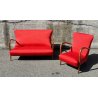SALOTTO DIVANO POLTRONA DESIGN VINTAGE ANNI 60 STOFFA LEGNO SOFA ARMCHAIR EPOCA