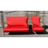 SALOTTO DIVANO POLTRONA DESIGN VINTAGE ANNI 60 STOFFA LEGNO SOFA ARMCHAIR EPOCA