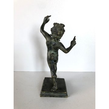 ANTICA SCULTURA BRONZO FIGURA NUDO FAUNO DANZANTE SATIRO ART NOUVEAU PRIMO 900